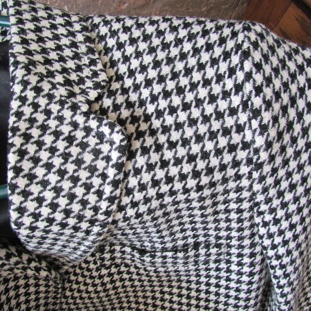 BOY'S WOOL BLAZER, 10-12 MED, BLACK & WHITE HOUNDSTOOTH CHECK, LINED, POCKETS